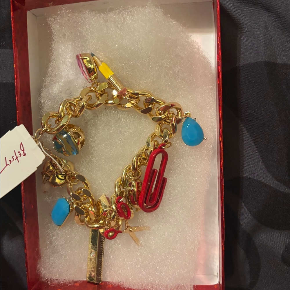 Gold Charm Bracelet with Multicolor Accents Betsey Johnson